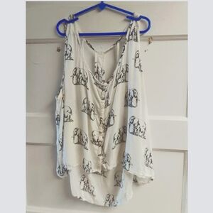 Lightweight elephant themed button up tanktop